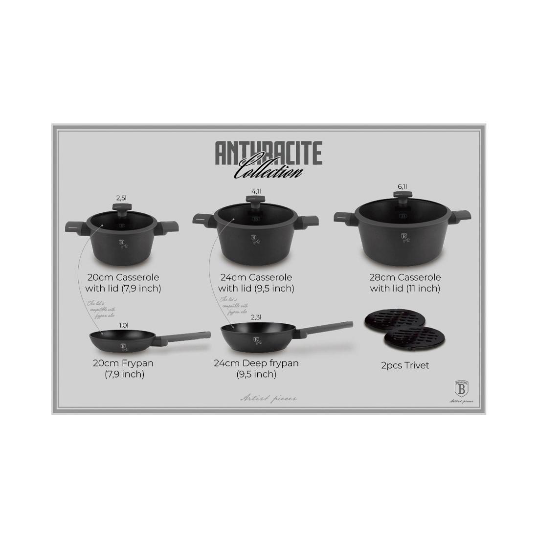 Berlinger Haus Set de casseroles 10 pièces matt Anthracite Collection  