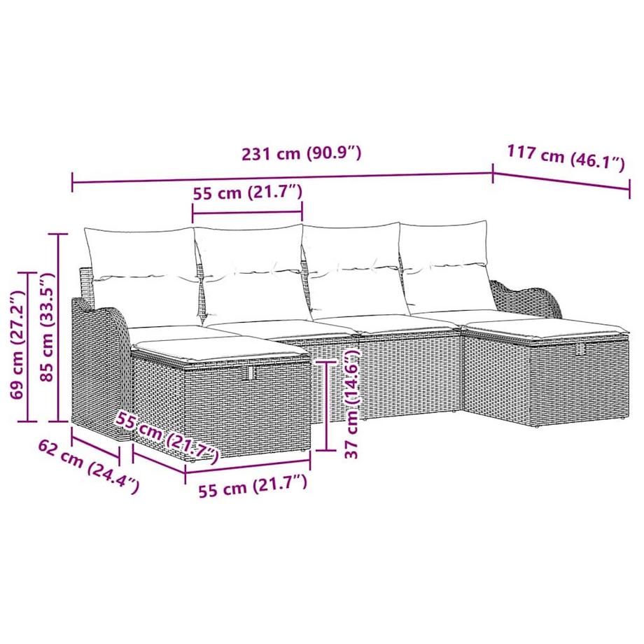 VidaXL Ensemble de canapé de jardin poly rattan  