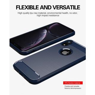 Cadorabo  Hülle für Apple iPhone XR TPU Silikon Edelstahl-Karbonfaser Optik 