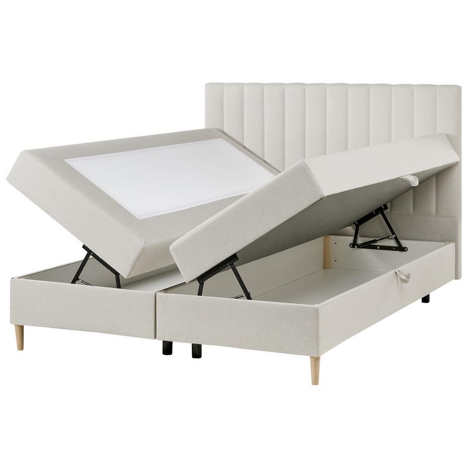 Beliani Lit boxspring avec rangement en Tissu  OFFICER  