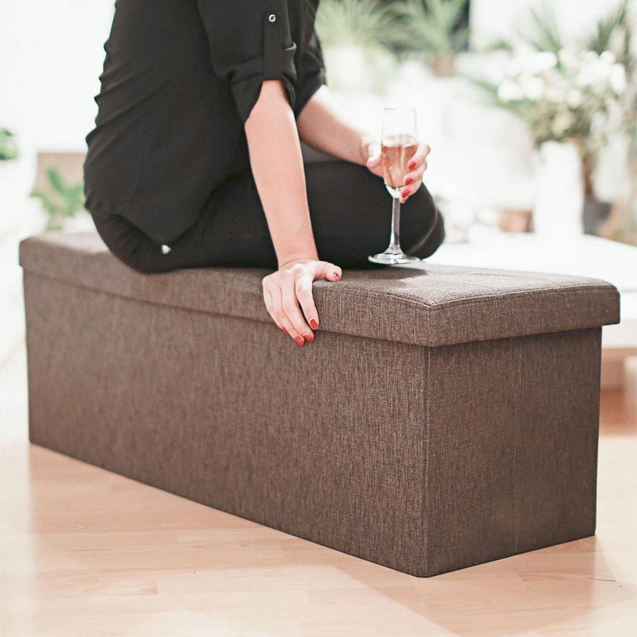 B2X Zusammenklappbare Aufbewahrungsbank aus Leinenstoff  