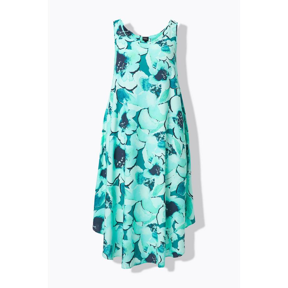 Ulla Popken Robe Midi Florale Évasée Col Rond Sans Manches  