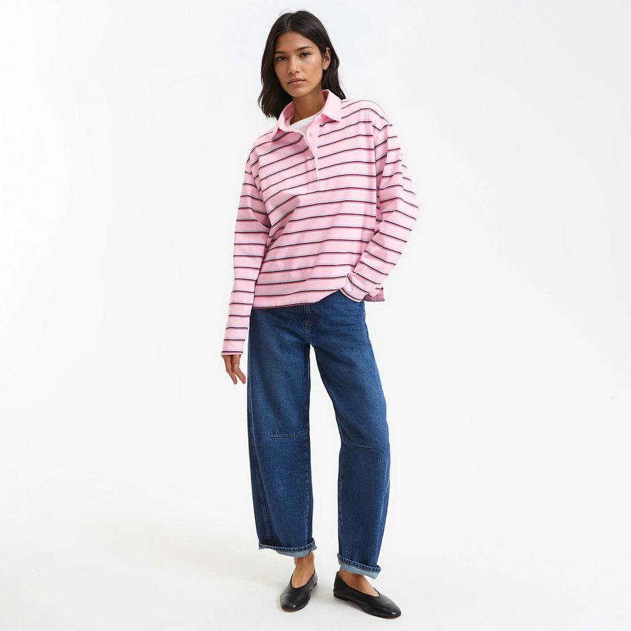 La Redoute Collections Gestreiftes Langarm Poloshirt  