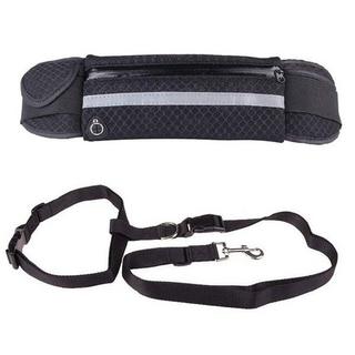 eStore Guinzaglio Flessibile per Cani con Marsupio Nero  