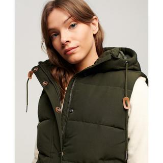 Superdry  ärmelloe daunenjacke mit kapuze, damen uperdry everet 