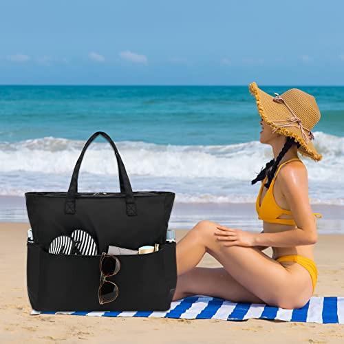 Only-bags.store  Große Strandtasche mit Reißverschluss Wasserdichte Umhängetasche Tragetasche Shopper 