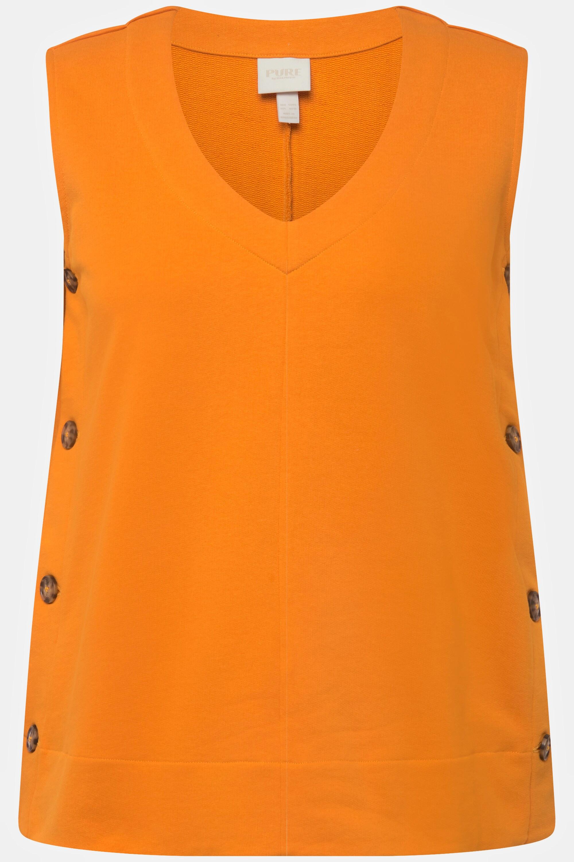 Ulla Popken Pull sans manches en molleton boutons sur les côtés col V  