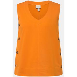 Ulla Popken Pull sans manches en molleton boutons sur les côtés col V  