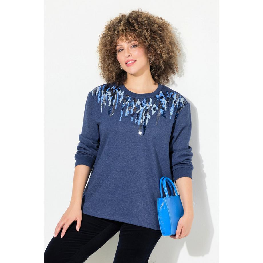 Ulla Popken Pull Paillettes Col Rond Manches Longues  