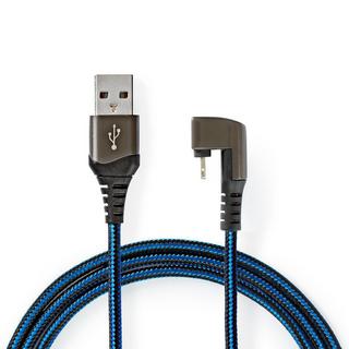 Nedis  Câble USB | USB 2.0 | Apple Lightning, 8 broches | USB-A mâle | 12 W | 480 Mbps | Nickel Plated | 1.00 m | Rond | Tressé / Nylon | Bleu / Noir | Boîte avec fenêtre couverte 
