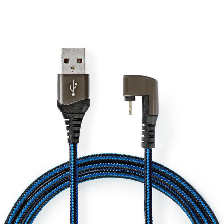 Nedis  USB-Kabel | USB 2.0 | Apple Lightning, 8-polig | USB-A Stecker | 12 W | 480 Mbps | Vernickelt | 1,00 m | Rund | Geflochten / Nylon | Blau / Schwarz | Box mit abgedecktem Fenster 