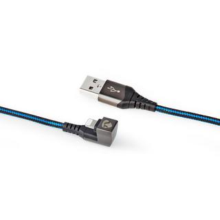 Nedis  Câble USB | USB 2.0 | Apple Lightning, 8 broches | USB-A mâle | 12 W | 480 Mbps | Nickel Plated | 1.00 m | Rond | Tressé / Nylon | Bleu / Noir | Boîte avec fenêtre couverte 