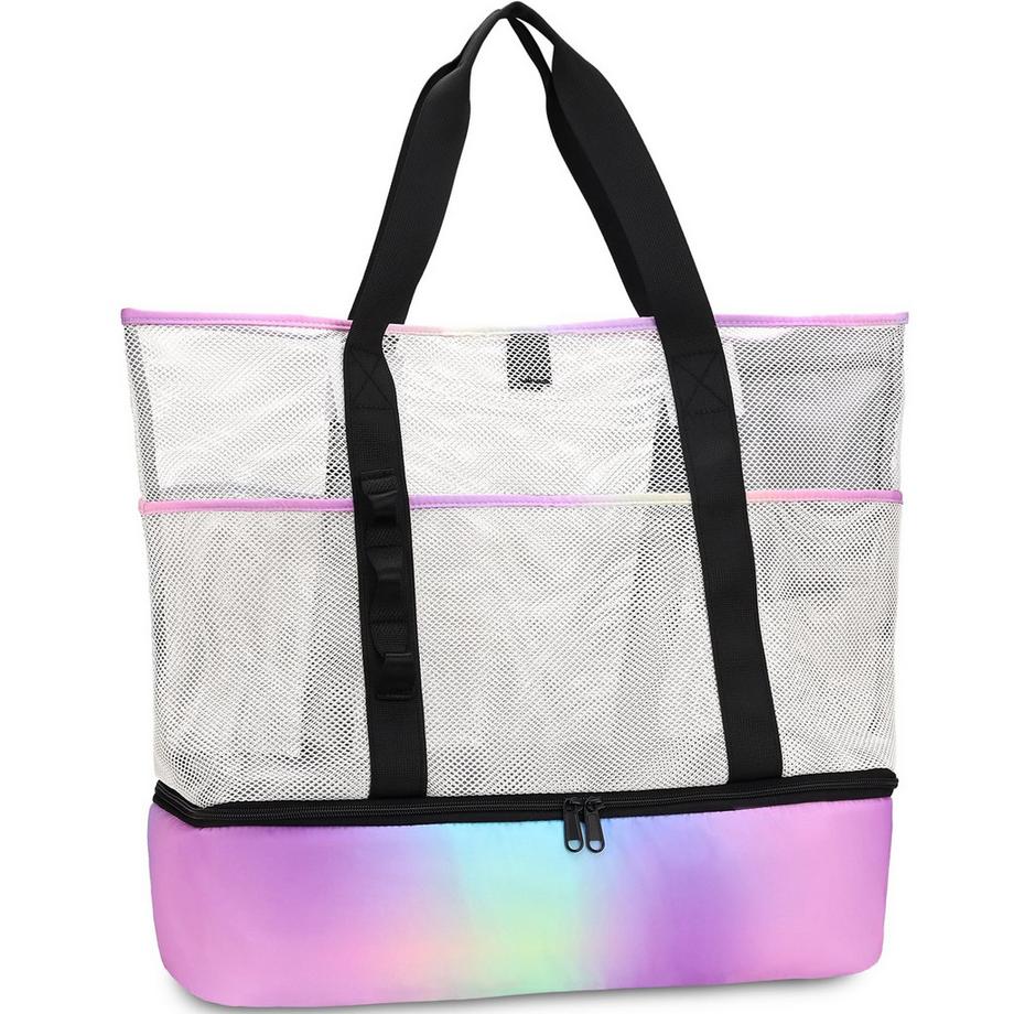 Mesh Beach Bag Large Foldable mit wasserdichter Kühltasche