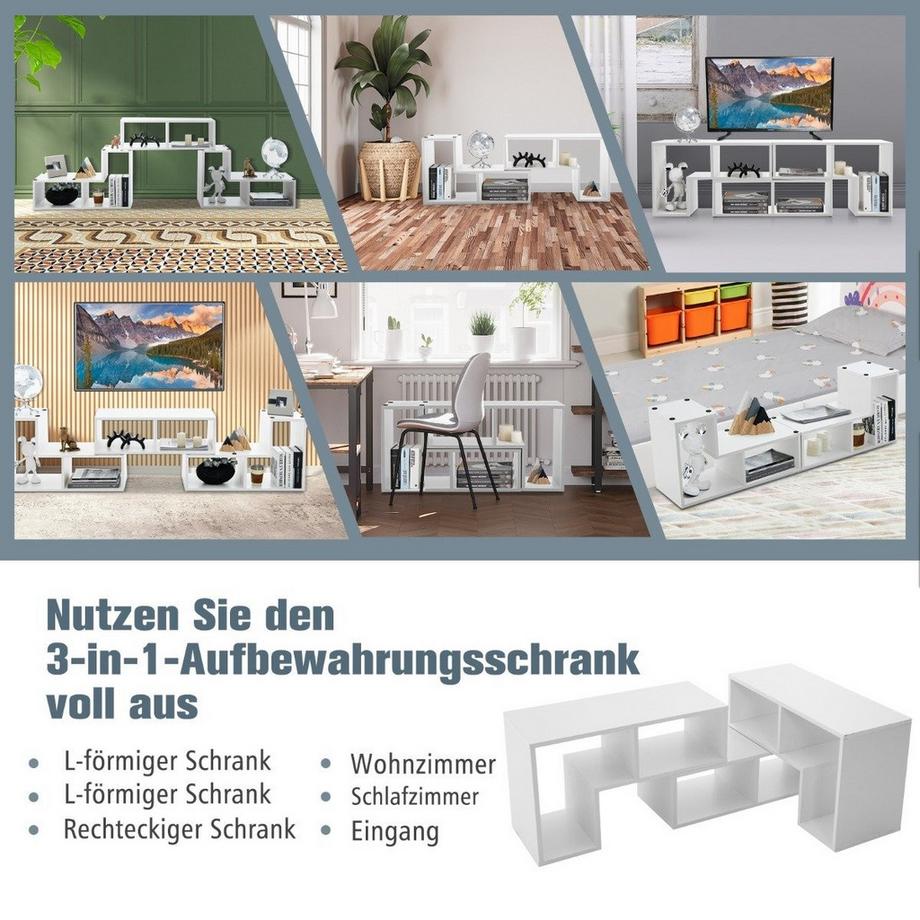 Northio 3-teiliger Fernsehschrank aus Holz für TVs bis zu 65" Frei Kombinierbarer Fernsehtisch Weiß  