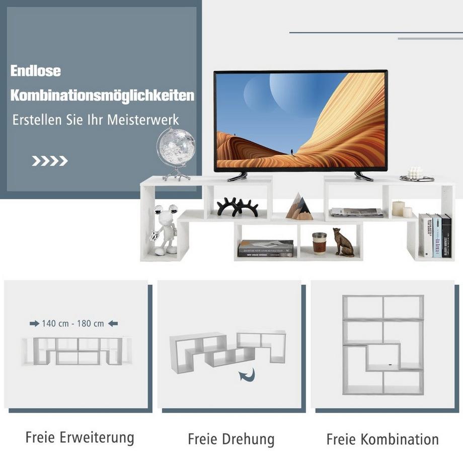 Northio 3-teiliger Fernsehschrank aus Holz für TVs bis zu 65" Frei Kombinierbarer Fernsehtisch Weiß  