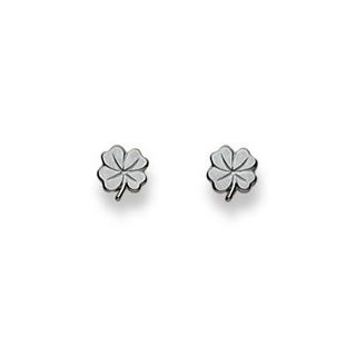 MUAU Schmuck  Clous d'oreilles trèfle or blanc 750, 5mm 