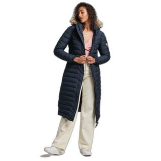 Superdry Giacca Lunga Leggera Piumino Cappuccio Pelliccia Sintetica  
