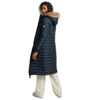 Superdry Giacca Lunga Leggera Piumino Cappuccio Pelliccia Sintetica  