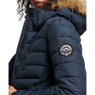 Superdry Giacca Lunga Leggera Piumino Cappuccio Pelliccia Sintetica  