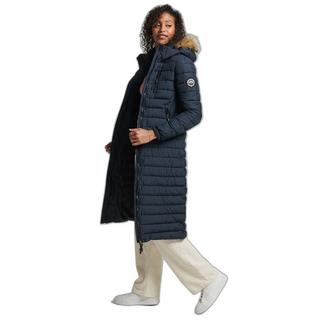 Superdry  doudoune longue légère à capuche fausse fourrure 