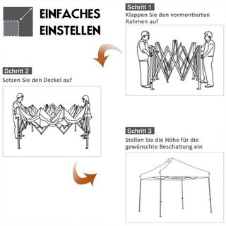 Northix 3 x 3 m Pavillon Faltpavillon wasserdicht stabil Winterfest Partyzelt mit Tragetasche auf Rollen Grau  