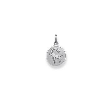 Pendentif signe du zodiaque bouquetin en or blanc 750, 19x12mm