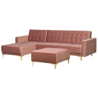 Beliani Ecksofa mit Ottomane aus Samtstoff Modern ABERDEEN  