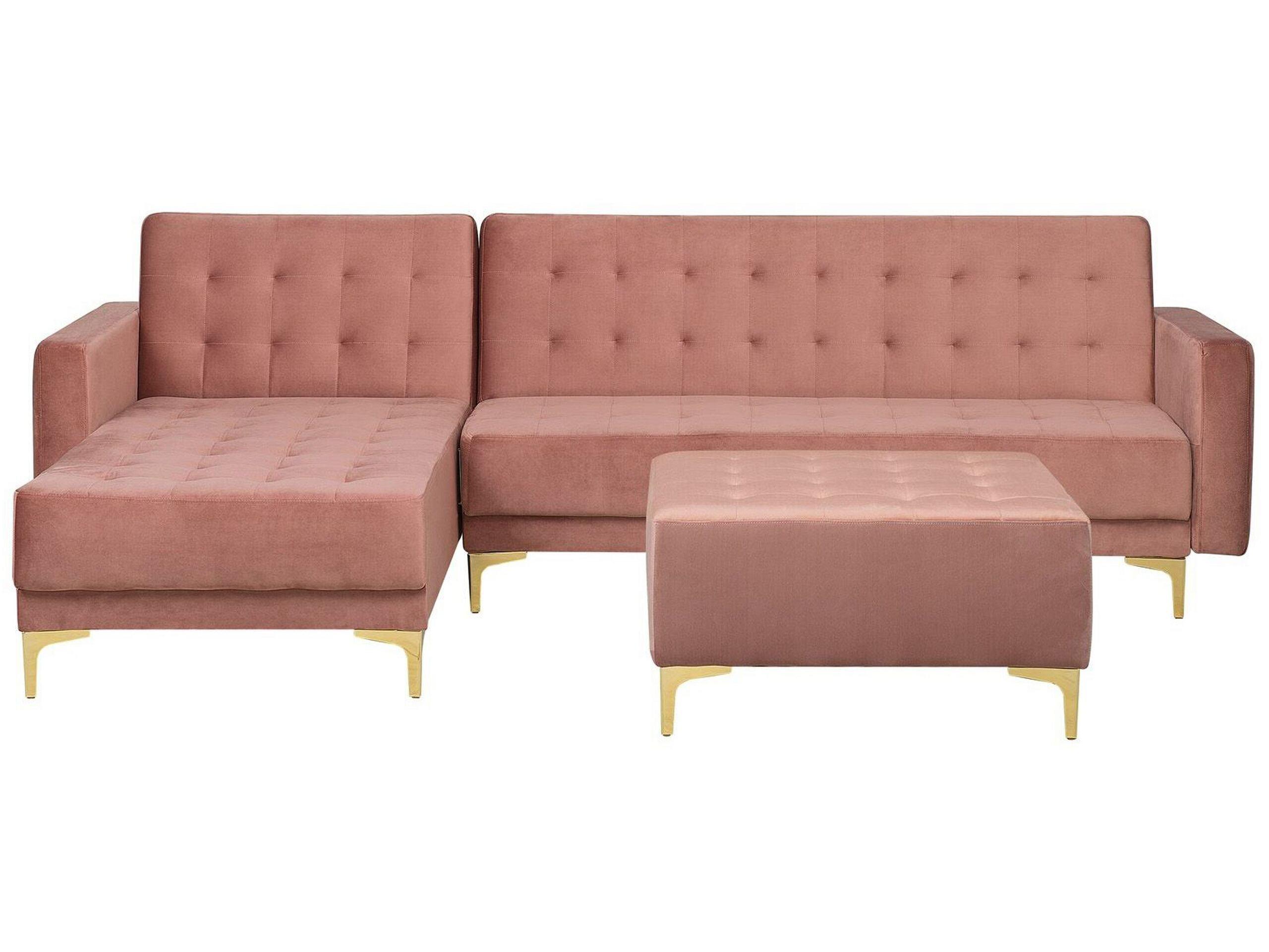 Beliani Ecksofa mit Ottomane aus Samtstoff Modern ABERDEEN  