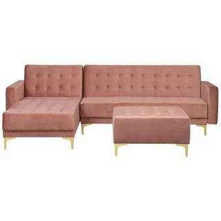 Beliani Ecksofa mit Ottomane aus Samtstoff Modern ABERDEEN  