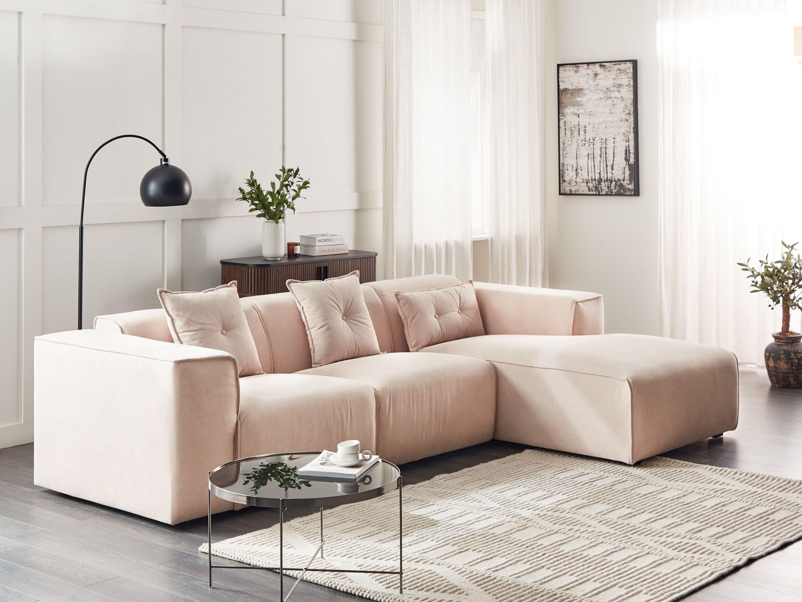 Beliani Ecksofa aus Cord Modern DOLVA  