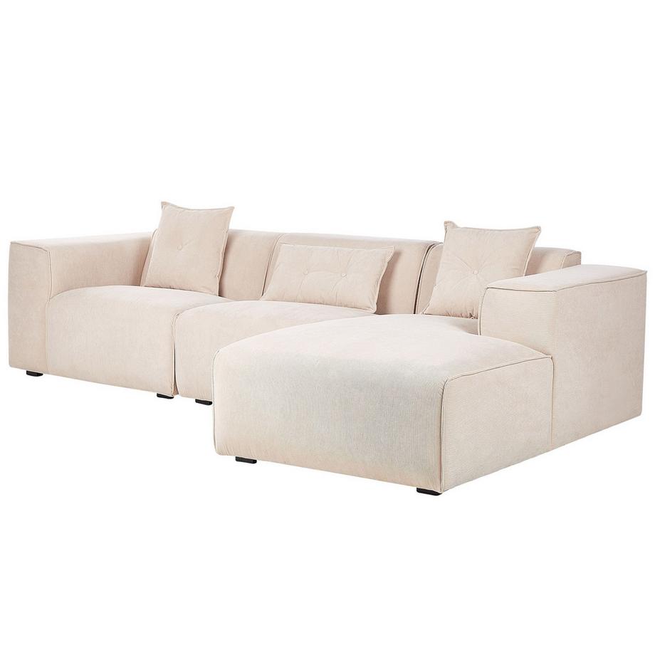 Beliani Canapé d'angle en Velours côtelé Scandinave DOLVA  