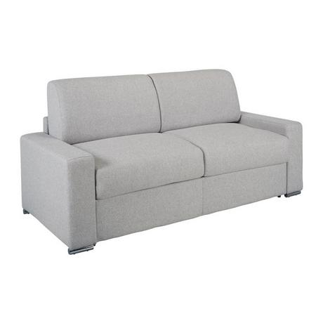 LINEA SOFA Schlafsofa mit Matratze 3-Sitzer Stoff - Grau - Liegefläche: 140 cm - Matratzenhöhe: 14 cm mit Memory Schaum - CALITO  