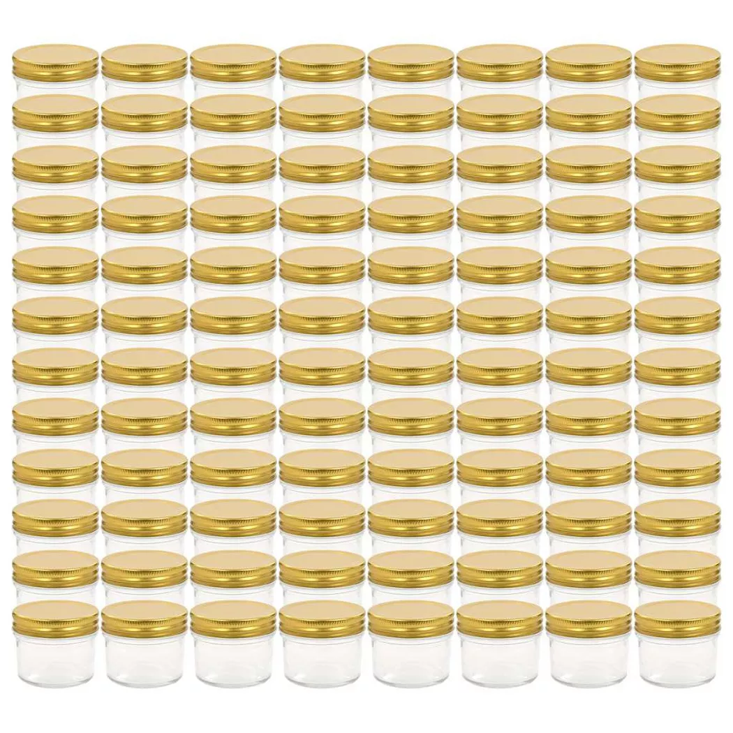 vidaXL Pots à confiture avec couvercle doré 96 pcs Verre 110 ml