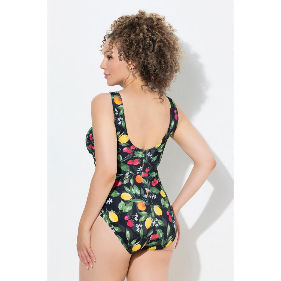 Ulla Popken Maillot de bain motif fruits fronces bonnets souples  