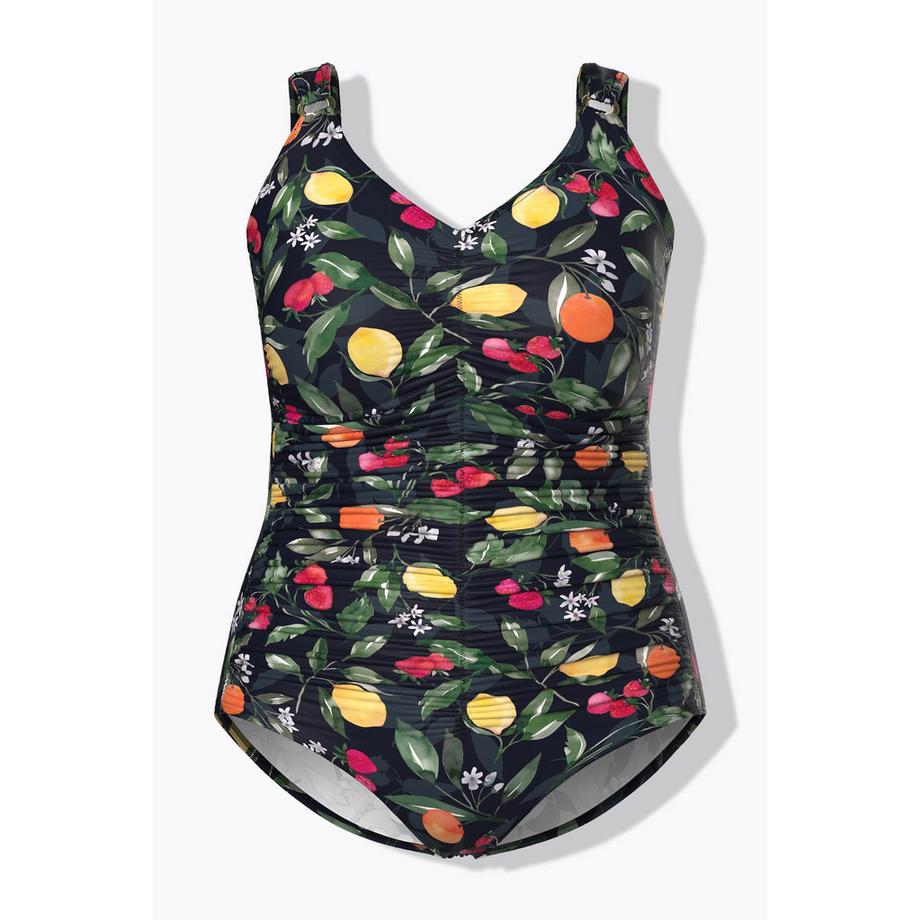 Ulla Popken Maillot de bain motif fruits fronces bonnets souples  
