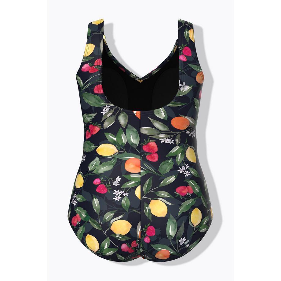 Ulla Popken Maillot de bain motif fruits fronces bonnets souples  