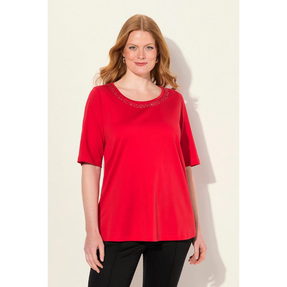 Ulla Popken Pima Cotton A-Linie Rundhals Halbarm T-Shirt  