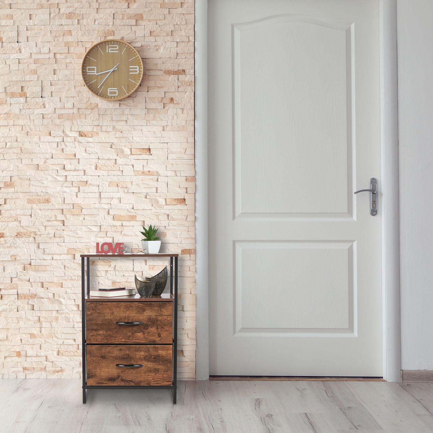 Northix Comodino in stile industriale con cassetto  