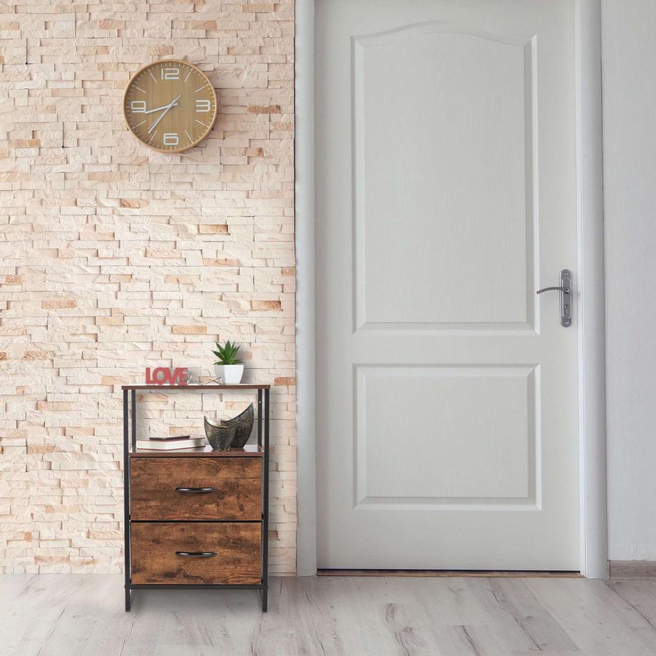 Northix Comodino in stile industriale con cassetto  