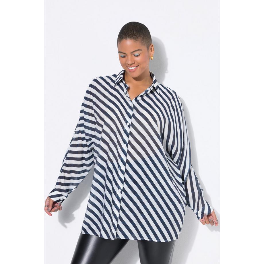 Studio Untold Camicia leggermente velata righe maniche a pipistrello  