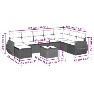 VidaXL Ensemble de canapés de jardin rotin synthétique  