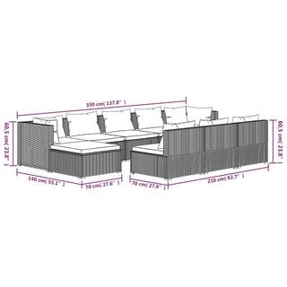 VidaXL set lounge giardino Polirattan  