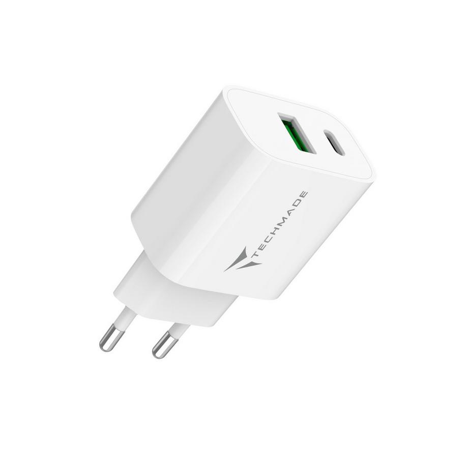 Techmade  Chargeur 20W avec Pt USBC + Pt USBA 