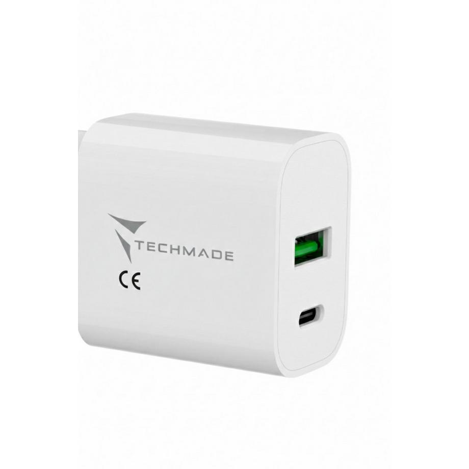 Techmade  Chargeur 20W avec Pt USBC + Pt USBA 