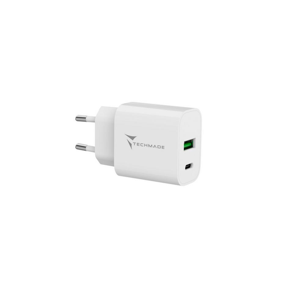 Techmade  Chargeur 20W avec Pt USBC + Pt USBA 