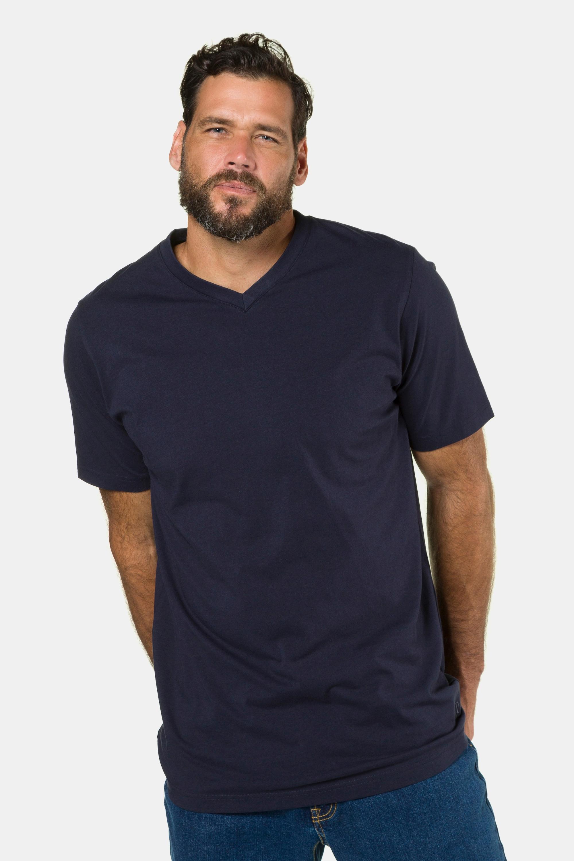 JP1880  T-shirt basic con scollo a V blu notte scuro 