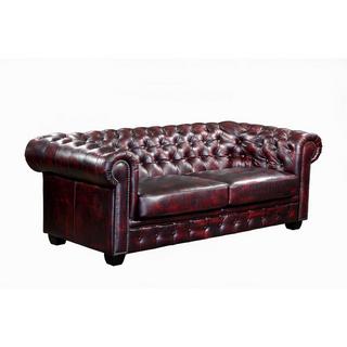 LINEA SOFA Divano Chesterfield a 3+2 posti 100% cuoio di bufalo Cherry BRENTON  