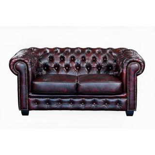 LINEA SOFA Divano Chesterfield a 3+2 posti 100% cuoio di bufalo Cherry BRENTON  