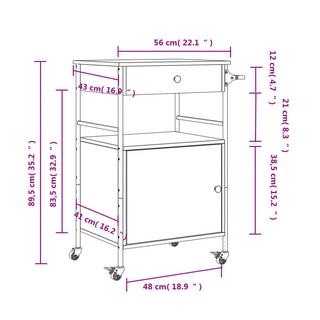 VidaXL Chariot de cuisine bois d'ingénierie  