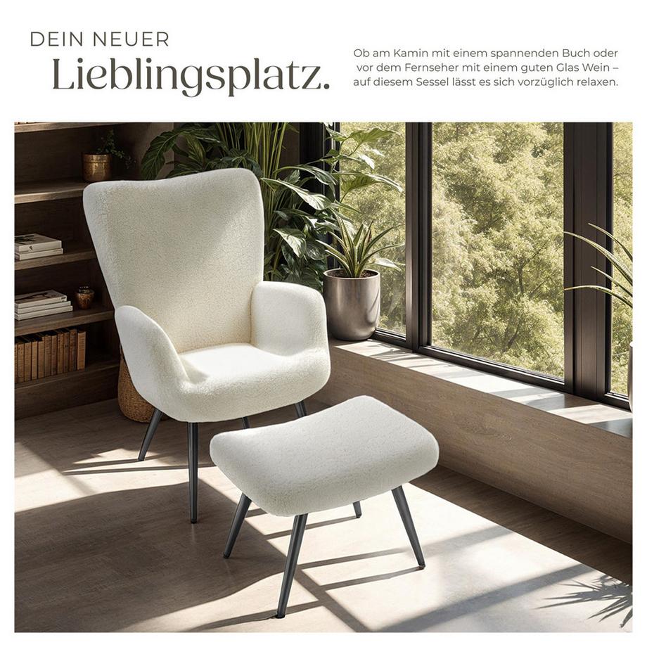 Tectake Sessel Hygge gepolstert bodenschonende Kunststoffkappen, Belastbarkeit 150 kg  